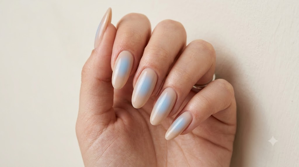 Powder Blue Aura Nails
